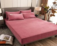 Fogli set di velluto foglio da letto aderente caldo colore solido semplice materasso protettore copertura inverno morbido