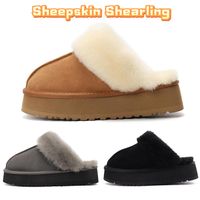 مصمم أستراليا شببر أحذية استبعاد منصة shearling slippers الكستناء الفحم السود منصة الصلاقة الصلفية الدافئة مع شرائح الشرائح