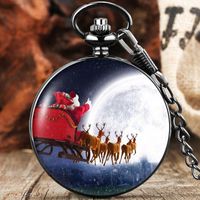 Карманные часы рождественская тема Fob Watch 2022 Quartz Santa Claus Подвесной цепь часы детская девочка подарки reloj hombre