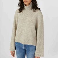 Kadın Sweaters Yüksek Boyun Süvari Kadın Kış Yünü Krop Sonbahar ve Gevşek Örgü Uzun Kollu Top PMKY
