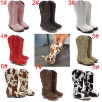 Botas de vaca com estampa de couro Fringe Western meninas meninas meninas crian￧as crian￧as garotos de cowboy boots longos sapatos 221125