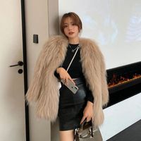 Fourrure féminine 2022 Automne Imitation d'hiver Ratcoon manteau medi long de la mode