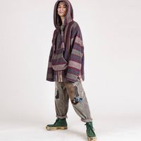 Erkek Hoodies 21 Kapital Hiroda ve Hiroshi Yünlü Dokunamlı Renkli Ekose Gevşek Kapşonlu Uzun Kollu Sweatshirt Erkekler Kadın Japonya Stil