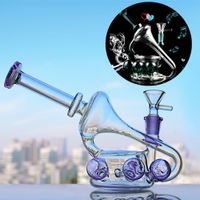 Glass Bongs Bubbler Shisha Dab Rig Rig kleines Wasserrohr lila Mikroskop 5,5 "hoher Mini -Recycleröl mit Schüssel Perc 14 mm Gelenk