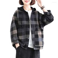 Chaquetas para mujeres oto￱o chaqueta para mujeres manga larga coreana con capucha holgazina en celos￭a