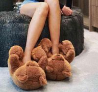 Teddy Bear terlik sevimli bayanlar kış sıcak ev slaytlar peluş peluş oyuncak ayı karikatür terlikleri peluş oyuncaklar kadın tüylü flip flop ayakkabıları h3879425