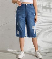Kadın039s artı boyutu pantolon denim kırpılmış 2022 bahar vintage sıkıntılı düğme kot pantolon kadın banliyö fasion pantolon büyük 5xlwo