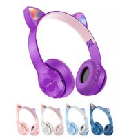 Sevimli Kedi Kulakları Bluetooth Kablosuz Kulaklık Mikrofon Gürültü İptal eden Çocuk Kızı Stereo Müzik Kask Telefon Kulaklık Hediye 7878967