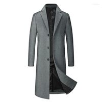 Erkekler Yün Rüzgar Yasağı Erkek Ceket Gevşek Gündelik Yün Palto Kalın Sıcak Uzatılmış Kış Erkekler 026