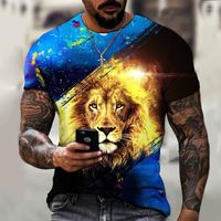 رجال المسارات Tee Lion T Shirt 3D طباعة Tees Tees Thirts للجنسين ملابس شارع الصيف تلطيخ Top Retro T-Shirt