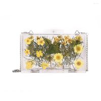 Abendtaschen 2022 Frauen Tasche transparent quadratische Blumendruckkette Schulter Mode Design Ladies Messenger