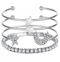 4pcSset Gold plaqu￩ Star Heart Moon Bohemian Bracelets Brangle for Diy Fashion Jewelry Gift CR36 Shipp3936264