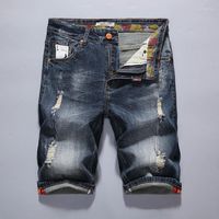 Męskie spodenki El Barco zgrane dziura bawełniane dżinsy męskie letnie hip -hopowe streetwear niebieskie męskie spodnie dżins
