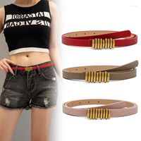 Cinturones Buckle PU PU Cuero Pequeño Traje de moda para mujeres Jeans Decoración de la camisa del color rojo rosa delgado