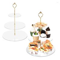 Bakeware Tools 3 katmanlı asılı akrilik cupcake stant katmanlı düğün doğum günü tatlı kulesi parti resepsiyonu için ekran