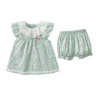 Conjuntos de roupas ternos para crian￧as vestido princesa ver￣o beb￪ vintage floral lapela E15466