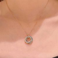 Collane Kajia Color Necklace 925 Sterling Silver Plating 18k Gold C Home Set Full Diamond Tri Ring Collar Catena
