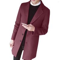 Jackets para hombres 10 Colors Manga de abrigo de guisante largo de un solo pecho informal suave para el trabajo