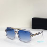 النظارات الشمسية العادية الكريستال/الأزرق الشكل المربع مربع 61 مم رجال الهيب هوب نظارة