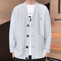 Мужские свитера мужской свитер. Случайный бренд ленивый вышивка v Neck Cardigan Street Harajuku Fashion Men Slim Fit Coat 221128
