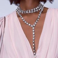Choker mehrschichtige Kristallquastenkette Langes Halsketten Hochzeit Schmuck für Frauen Luxus-Strass-Kragen Accessoires Geschenk