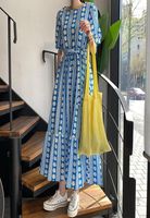 Платья плюс размеры 2022 Корейский стиль снижены с элегантным длинным платьем Женщины ECHM22
