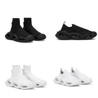 디자이너 스니커즈 래스파 남자 스니커 플랫폼 스니커 스트레치 메쉬 웨이브 양말 신발 기술 3D 니트 양말 같은 트레이너 패션 흰색 검은 고무 바닥 no432