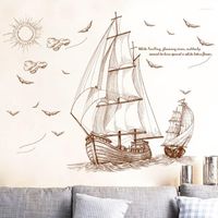 Wall Stickers Cartoon Pirate Ship Sailing For Kids Rooms Boy...