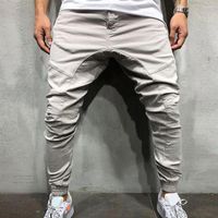 Erkek pantolon elastik bel ince hip-hop spor erkekler kalem çoklu cepler harem joggers sokak kıyafetleri