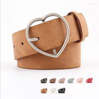 Belts Frosted Leather Waistband For Women Heart Shape Pin Bu...