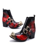 El yapımı lüks orijinal deri erkekler bot kırmızı yılan cilt İtalyan iş elbisesi resmi ayakkabılar çift toka kovboy ayak bileği botları4621020