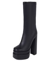 Lapolaka Show Style Trendy Women Boots Schuhe weibliche Motorrad Rei￟verschluss Solid High Heel Kn￶chel High Platform Party5886740