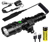 Lanterna t￡tica 1600 l￺mens tocha recarreg￡vel USB Luz de armas de ca￧a ￠ prova d'￡gua com acess￳rios de montagem em trilho Picatinny 210322630668