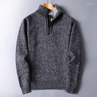 Мужские свитера Осенняя зима плюс бархатный сгущение теплый пуловер мужская высокая шейка свитер мужская мода мода простая тонкая