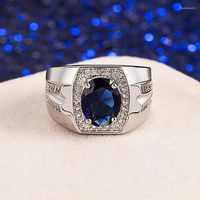 Anelli di nozze in European e American Crystal maschile ad anello zircone ad anello aquamarine in stile gioielli di moda