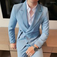 Costumes masculins Bubble Coréen Spue maigre pour hommes fumeurs Homme Mariage Terno Masculino Italian Mens Designers 2022 Pantaire de veste en deux pièces