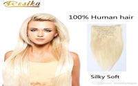 Uzun ipeksi yumuşak düz kadın moda klibi insan saç uzantıları 7pcsset 70 110g isteğe bağlı 613 sarışın boyanabilir9772657