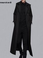 Jackets masculinos Mauroicardi Spring Autumn Long preto cáqui preto casacos homens homens de peito duplo plus size size de moda europeia 4xl 5xl 221130