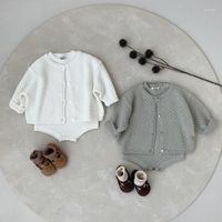 Conjuntos de roupas 3091b Inspire a jaqueta de malha de roupas de bebê coreana ou suéter corpora