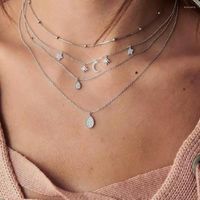Chain Cheker Collier Femme Colares Boho para mulheres Jóias de colar de pingentes de água da lua Acessórios de cristal retrô