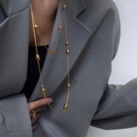 Ketten Tauam 60 cm Messing Perlenkugelkette Halsketten für Frauen 18K Gold plattiert silberfarben