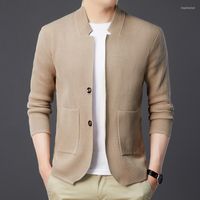 Erkek Sweaters Sonbahar Moda Örgü Soild Renkli Ceket Erkekler Koreli Coat Giyim Tasarımcısı Sweter de Hombre
