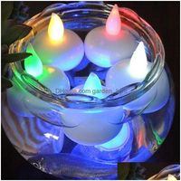 Nachtleuchten wasserdichte LED -Teelicht batteriebetriebene schwimmende flammenlose Kerzen für Hochzeits Geburtstag Weihnachtsfeier Dekoration Dr. Dhub5