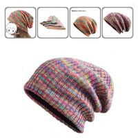 Berets Soft Simple Colorful Stripe Knitted Hat Skin- friendly...
