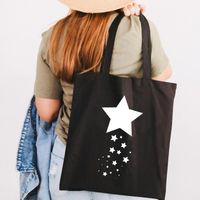 Evening Bags Funny Star Black Canvas Women Shopping Girl Sho...