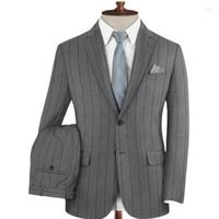 Costumes masculins Brown Striped Men Slim Fit 2 pièces personnalisées 2022 Fashion Single Skinny Skinny Smart Casual Jacket Wedd