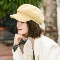 Beretti Versione coreana del cappello autunno e inverno per donne Temperamento di berretto ottagonale selvaggio ottagonale calda sboy net rosso appartamento
