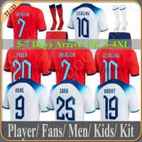 Angleterre Foden Soccer Jerseys England 2022 Kane Sterling Grealish Rashford Mount Bellingham Sancho UK National Football Shirt Men Kid Kit Socks Uniforme