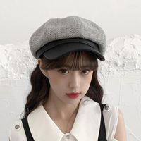 Berets Lovely Autumn Winter Hats For Women Solid Plain Octag...