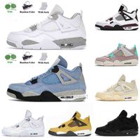 Top Jumpman 4 4S IV Basketball Shoes White Oreo Univeristy Blue Black Cat Sail Mens Womens Pure Money Neon Lighning Sneakers 36-47